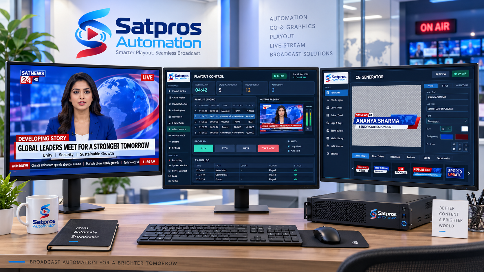Satpros broadcast control room preview 3